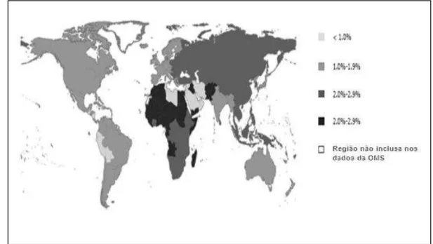 Figura 6- Distribuição epidemiológica mundial do VHC  Fonte:Adaptado de Alter (2007) 