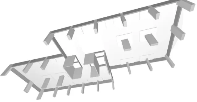 Figura 4.5 - Perspectiva inferior do pavimento de referência com a inclusão de capitéis de 35cm de altura