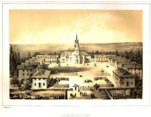Figura 1: Colonie Agricole e Penitentiaire de Mettray. Thierry, A. graveur (Service des collections de l'École  Nationale Supérieure des Beaux-Arts) 