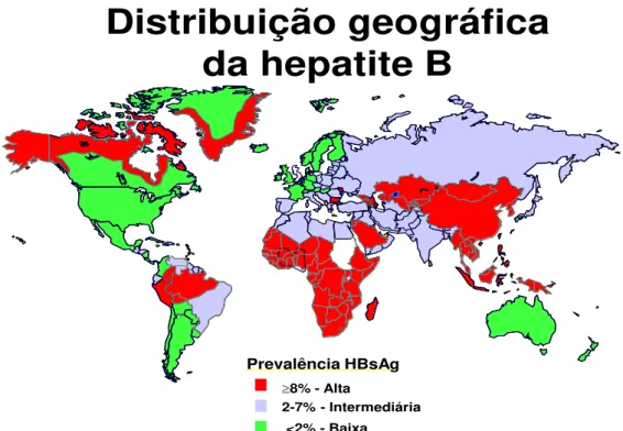 Figura 2 –  Distribuição mundial da hepatite B 