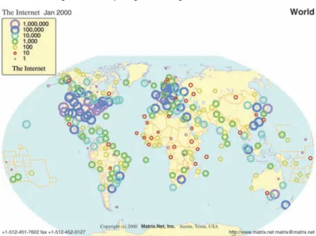 Figura 12 -Topologia e Geografia da Internet no mundo 