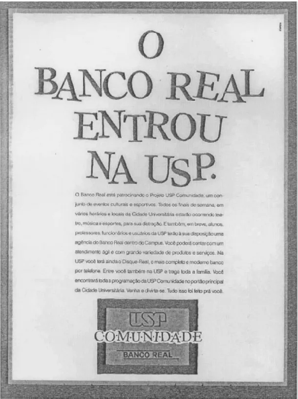 Figura 9 – Anúncio do projeto USP Comunidade-Banco Real.
