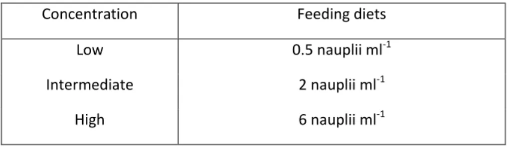 Table  3.  Feeding  diets  used  in  anchovy  (E. encrasicolus)  and  sardine  (S. pilchardus)  larvae  ingestion  experiments