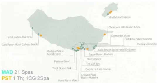 Figura 9. Centros de Bem-estar (SPAS), Clínica de Geomedicina e Talasso na Região Autónoma da Madeira