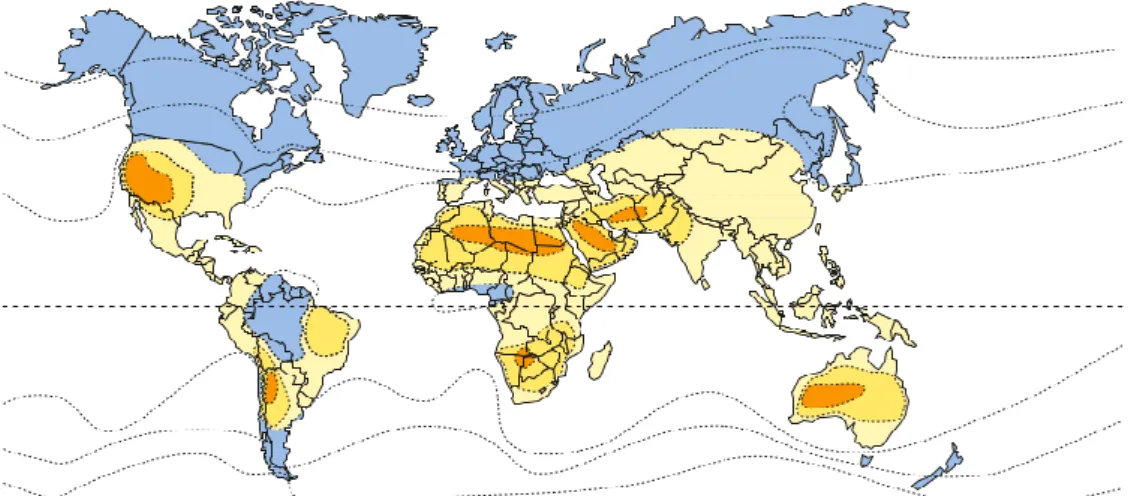 Figure 7 - Suitability of CSP power plants all over the world [11F]. 