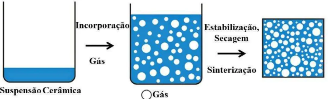 Figura 4: Esquema do processamento do método gel casting   Fonte: Adaptado de Studart et al