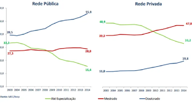 Figura 1. Grau de Formação Docente – Brasil 2013 a 2014 