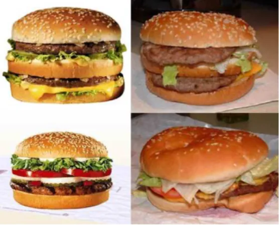 Figura 2 Comparação entre o sanduíche anunciado e o sanduíche servido na lanchonete (blog de Jeff Kay 4 ) 
