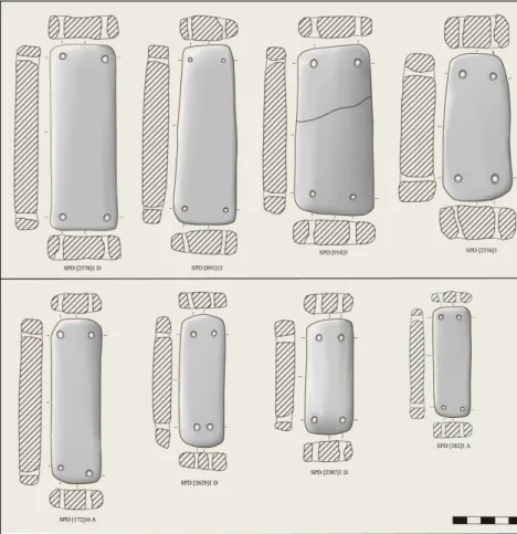 Fig. 8.— Placas rectangulares de quatro perfurações 