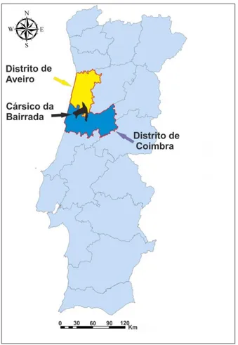 Figura 1.1 – Localização da Massa de Água Subterrânea Cársico da Bairrada. 