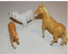 Figure 1 -  Set of objects for  acting out a relative clause  