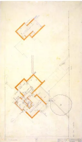 Figura 2-21: Corte residência Luiz Carlos Uchoa  Junqueira (1944). Fonte: Acervo Digital Biblioteca  FAUUSP