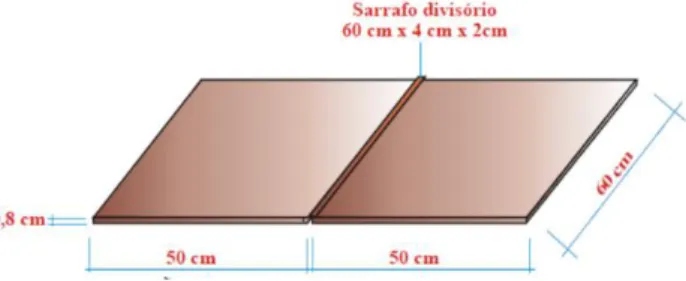 Figura 3 – Dimensões da plataforma de madeira para os Saltos Laterais. Fonte: Gorla,  J