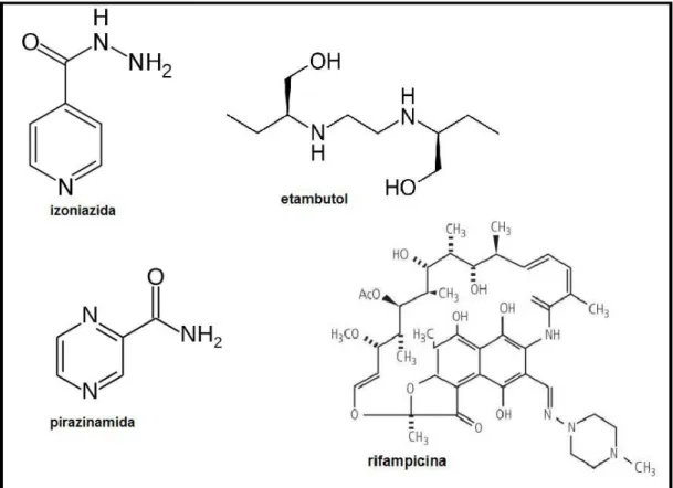 Figura  3:  Estrutura  química  dos  fármacos  utilizados  no  tratamento  da  tuberculose (SOUZA, VASCONCELOS, 2005)