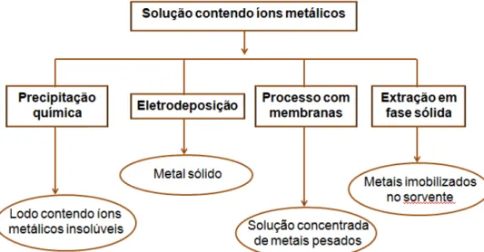 FIGURA 11 - Diferentes métodos para a remoção de metais.  
