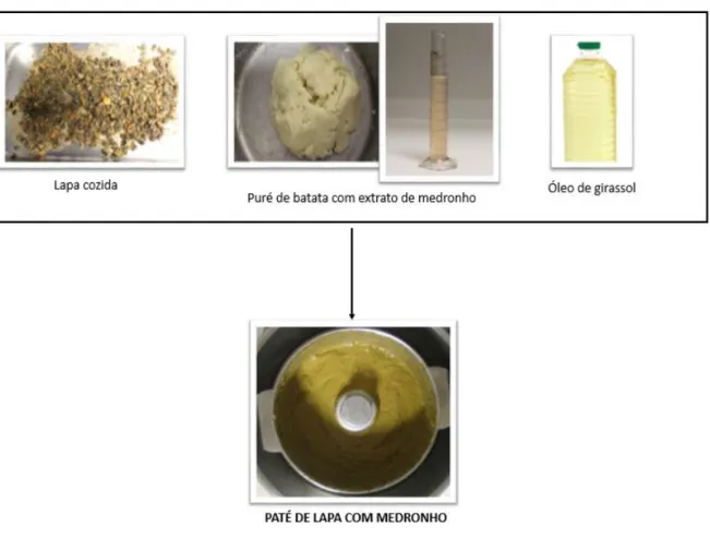 Figura 3.2- Ingredientes para a preparação do paté de lapa com adição de medronho   3.3.4 Caraterização físico-química dos patés 
