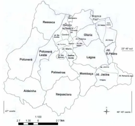 Figura 1.2 – Divisão de bairros do município de Itapecerica da Serra. 