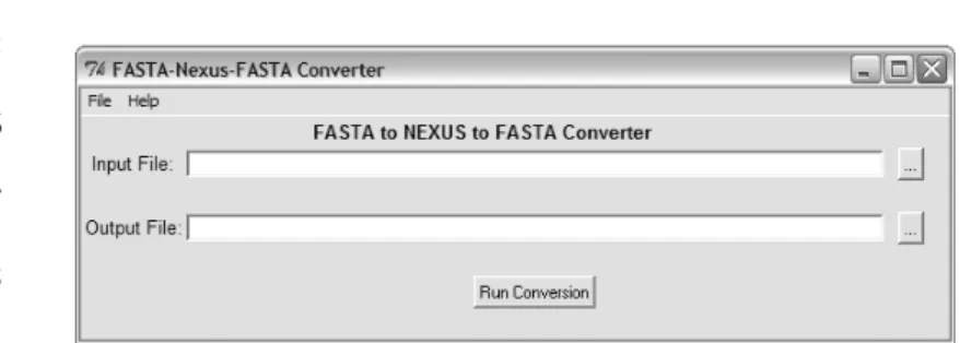 Fig. 1.  Concatenator interface on Win XP when converting matrices from Nexus to FASTA