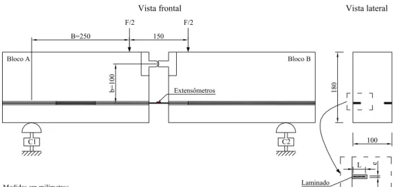 Figura 6.16 - Configuração esquemática usada na determinação da força média no laminado por meio do  equilíbrio estático