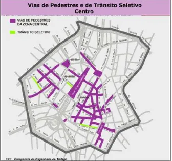 Figura 43  –  Áreas de pedestrianização em São Paulo  Companhia de Engenharia de Tráfego (CET) 40   