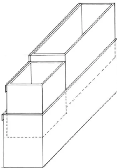 Fig. 27 – Ilustração do autor das caixas A, B e C, em contexto de arrumação. 