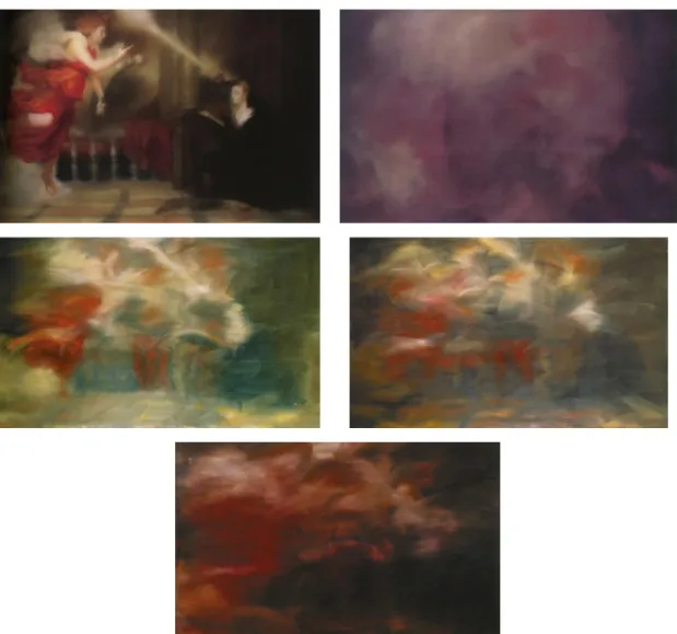 Fig  4 –  Da  esquerda  para  a direita:  Gerhard  Richter,  Annunciation  after  Titian,1973,  Óleo  sobre  tela,  125cm x 200cm