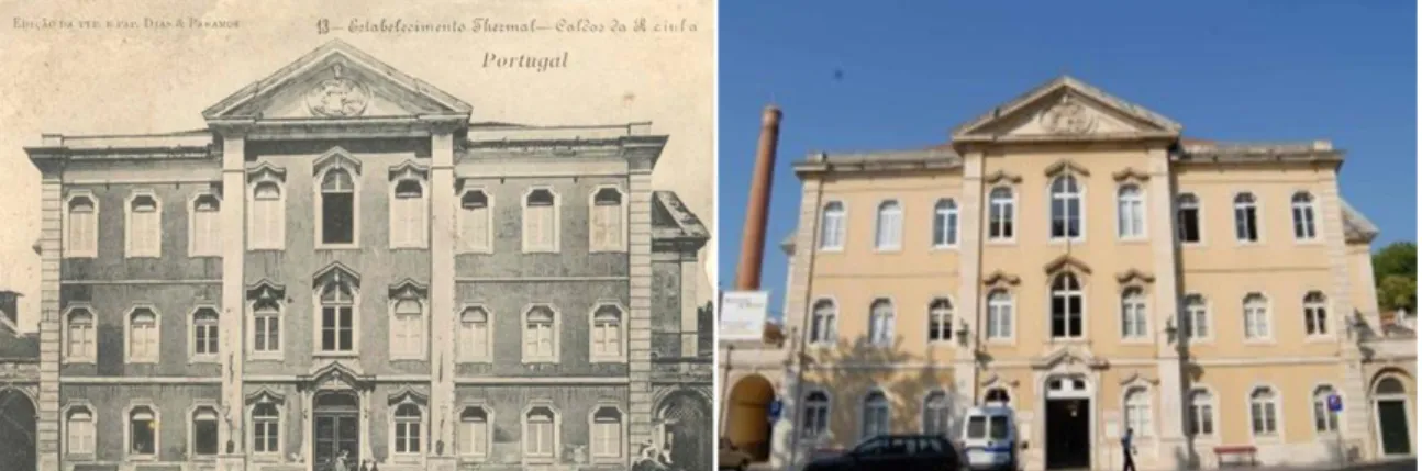Figura 4 – Edifício do Hospital Termal das Caldas da Rainha no início do Séc. XIX e na atualidade