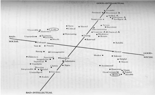 Figure  1.  The  bidimensional  representation  of  the  implicit  theory  of  personality,  from  Rosenberg and colleagues (1968)