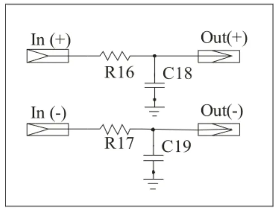 Figura 16: Diagrama elétrico do filtro RC do tipo passa-baixas usado no detector. 