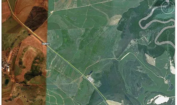 Figura 4: Imagem aérea da área de estudo. Fonte: Google Earth, acessado em dezembro de 2009