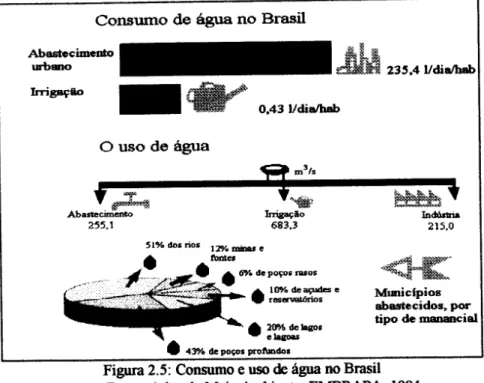 Figura 2.5: Consumo e uso de agua no Brasil Fonte: Atlas do Meio Ambiente, EMBRAPA, 1994