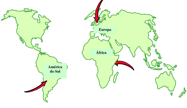 Fig. 2. - Mapa de Principais continentes onde actua América 