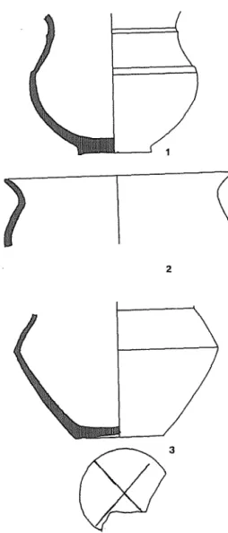 Fig.  5.  - Trois  coupes en  céramique grise pro/Je/la1lf du  Iliveau 3  (éch.  1/2)