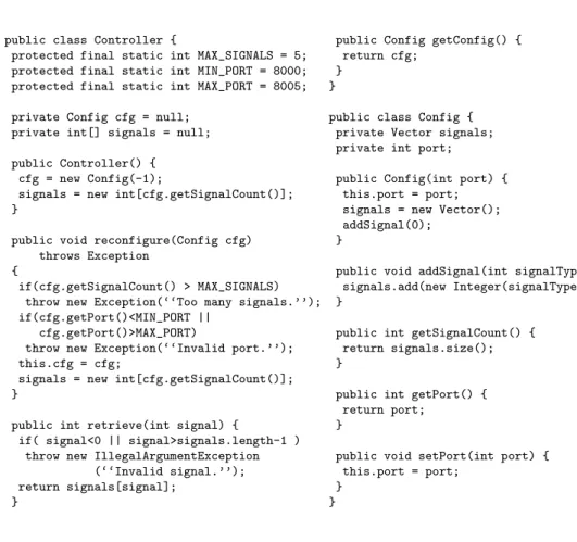 Figure 5.1: Source code of the “Controller &amp; Config” test object.