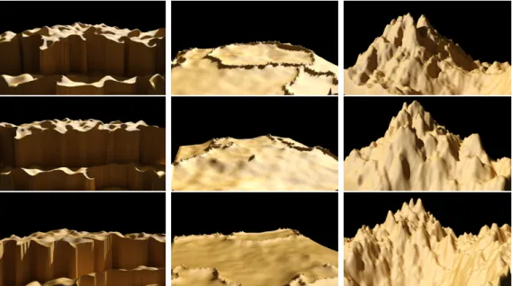 Figure 4.6: TPs evolved with specific features in mind (rendered with 3DS Max).