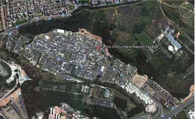 Figura 1 - Delimitação do bairro COHAB Raposo Tavares e localização do Centro Comunitário Raposo Tavares