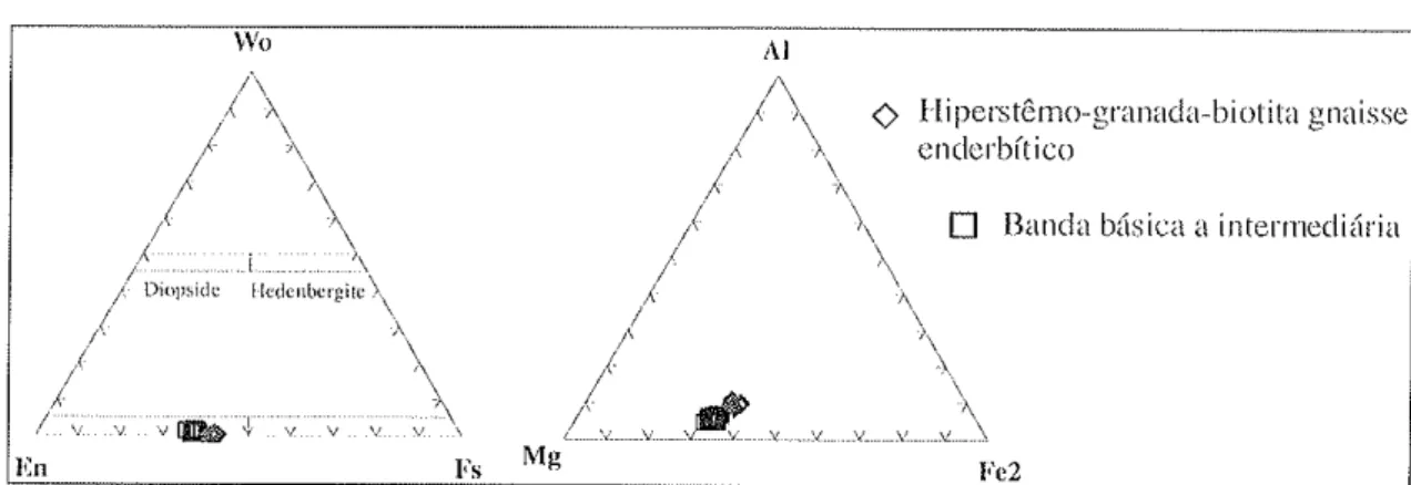 Figura  7.26  -  Classificação  dos  piroxênios  da diferenças  na  composição  do  mineral presenle banda  mais básica da  rocha.