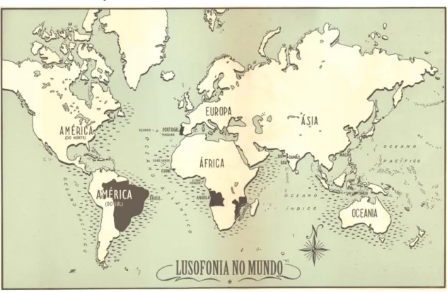 Figure 1: Portuguese speaking countries around the world (map produced for Revista  de Marinha) 