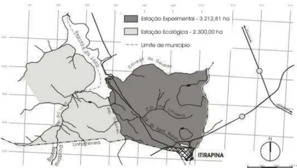 Figura 1. Estação ecológica de Itirapina e Estação Experimental de Itirapina (modificado de Silva, 2005)