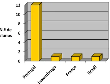 Figura 8 – Gráfico da distribuição dos alunos por país de origem. 