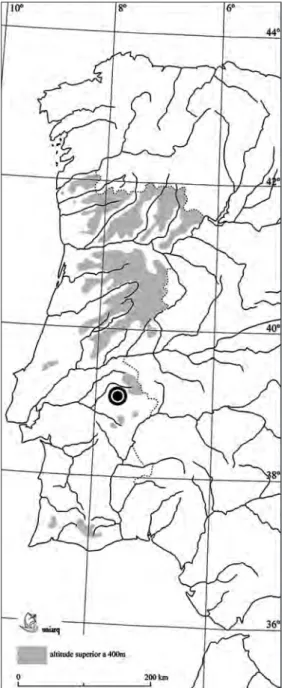 Fig. 1 – A área de  Alter do Chão no  contexto geográfico  do Extremo Ocidente  peninsular.