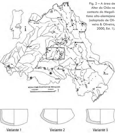 Fig. 2 – A área de  Alter do Chão no  contexto do  Megali-tismo alto-alentejano 