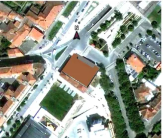 Fig. 1 – Imagem em vista de topo do Edifício X e arredores (Fonte: Google Earth) 