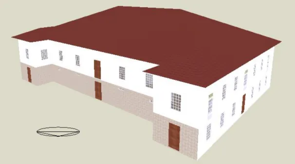 Fig. 5 – Imagem do modelo após processo de rendering, vista de norte (Fonte: DesignBuilder) 
