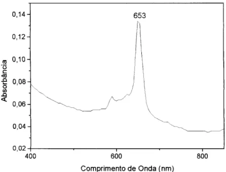 Figura 2.7: Espectro de absorção na região do UV-Vis. da PdPc em diclorometano