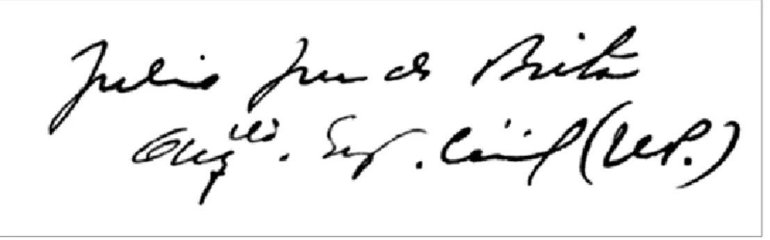 Fig. 1 – Fac-simile da assinatura de Júlio José de Brito, Arq. to  Eng. Civil (UP)