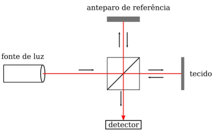 Figura 2 - Esquema representativo do IOCT anteparo de referência tecidofonte de luz detector Fonte: Autor