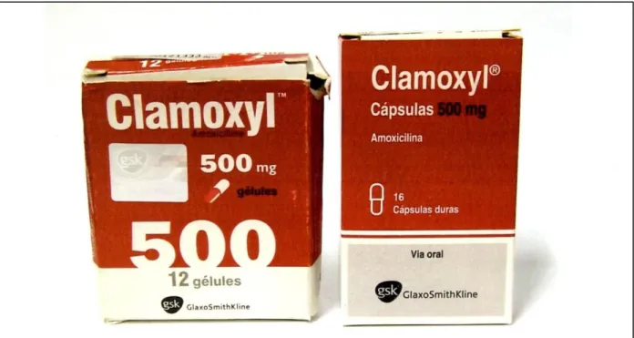 Figura 11. Comparação entre as embalagens contrafeita e genuína de Clamoxyl®. 