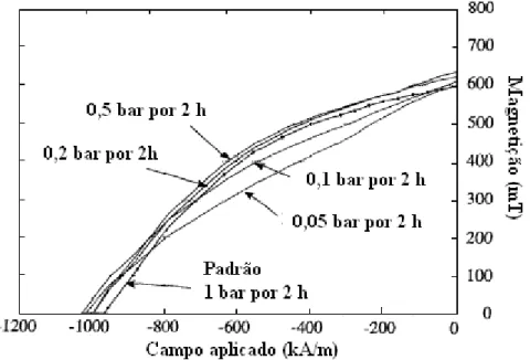 FIGURA 3.8 - Curvas de desmagnetização de amostras desproporcionadas em diversas  pressões por 2 horas (adaptada de Ragg et al., 1997)