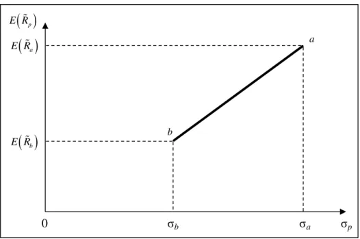 Gráfico 4 – Relação entre retorno esperado e risco da carteira para ρ = 1 